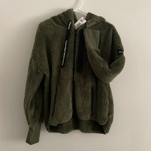 Calvin Klein Green Fuzzy Zip Jacket